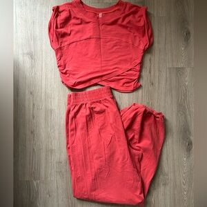 Free people Red Two-Piece Lounge Set
